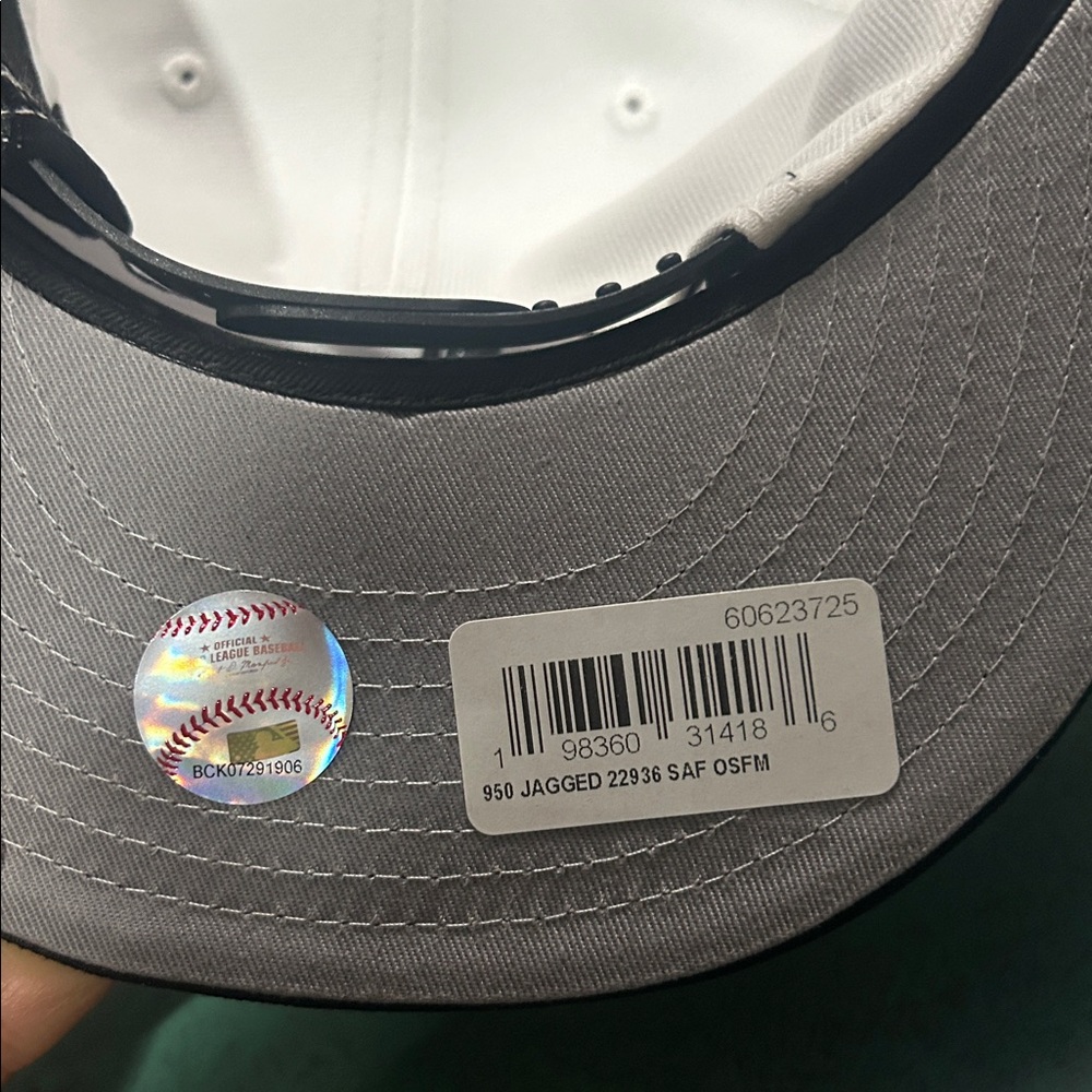 New Era White and Black Snapback Hat with Orange Logo - Picture 2 of 2